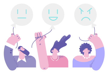 People show different emptions on balloons