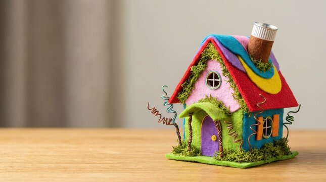 Surreal silliness in a colorful miniature house charming interior setting creative craft display quirky arts and crafts inspiration
