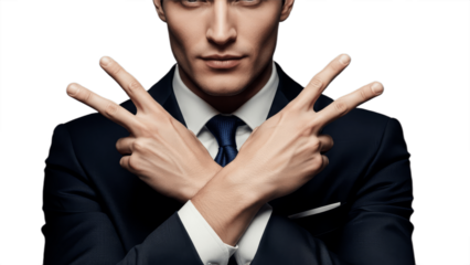 Man with Arms Crossed Over His Chest isolated on white background