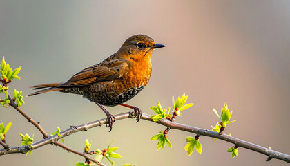 Fototapeta premium European Robin on the branch, Robin in the morning
