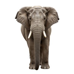 Naklejka premium Gray Elephant Standing Isolated on White Background