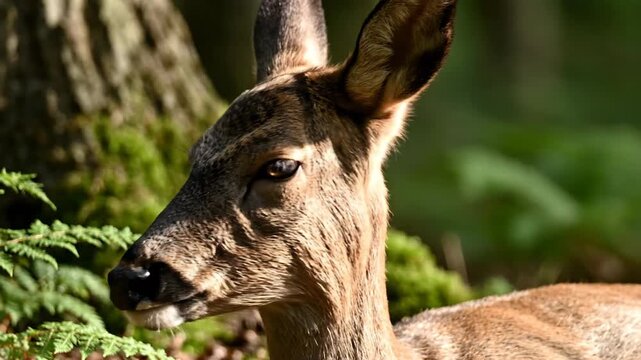 Roe Deer Gentle Gaze in Sunlit Forest