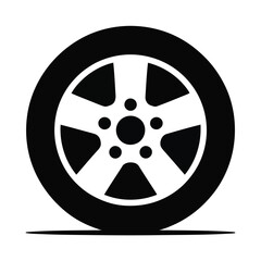 Obraz premium Black and white vector illustration of a tire with sleek design and modern style