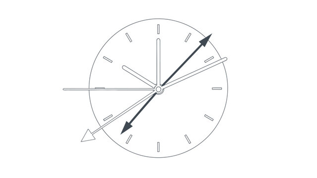 Clock face with hands moving in opposite directions