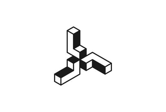 Letter LLL Logo, Triple L Letter  3d style logo design, vector illustration