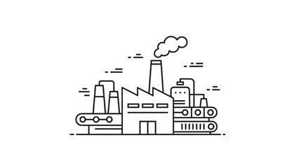 Obraz premium Modern industrial factory with smokestack and machinery