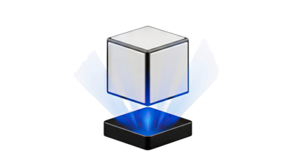 Floating Cube with Blue Light Emission