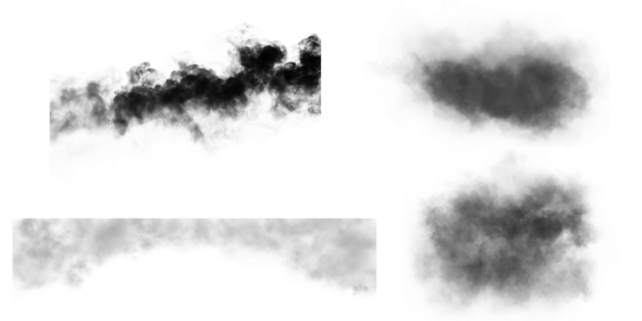 a set of black clouds with transparent background  - Powered by Adobe