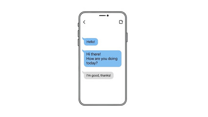 Smartphone showing friendly conversation on messaging app © Deshan