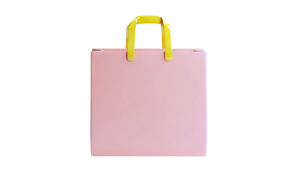 Peach Shopping Bag with Yellow Handles