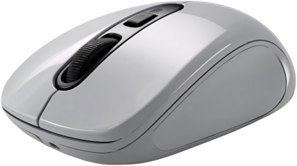 A black wireless optical computer mouse with a scroll wheel and buttons is a sleek technology device and essential pc hardware accessory for business office input and a stable internet connection