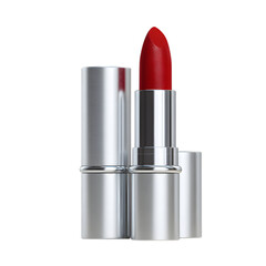 Obraz premium Lipstick – Red in Silver Tube on transparent background 