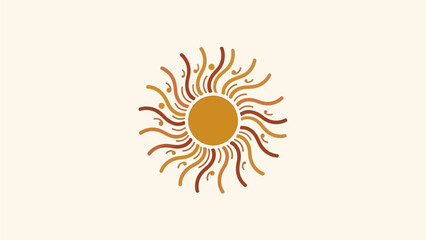 Fototapeta premium Vibrant sun symbol with dynamic rays in warm orange hues