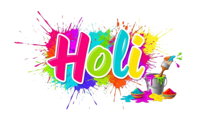 Colorful Holi Festival Celebration with Paint Splashes