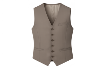 Elegant beige men's vest with buttons, classic formal waistcoat, modern fashion attire, professional clothing element
