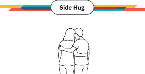 Black outline vector of a couple sharing a supportive side hug