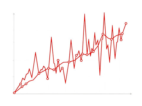 Graph showing fluctuating data trend isolated on transparent background, isolated on white background