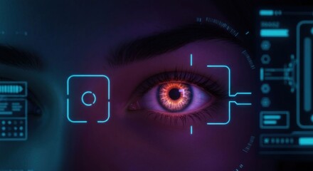 Future tech eye view with HUD display