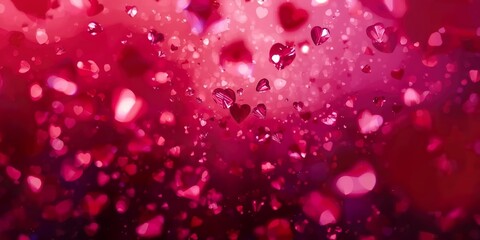 Dynamic Valentine's Day 2026 background with floating crystal and soft hearts, vibrant pink bokeh, sparkling atmosphere. Festive romantic design perfect for greeting cards, banners, love celebration.