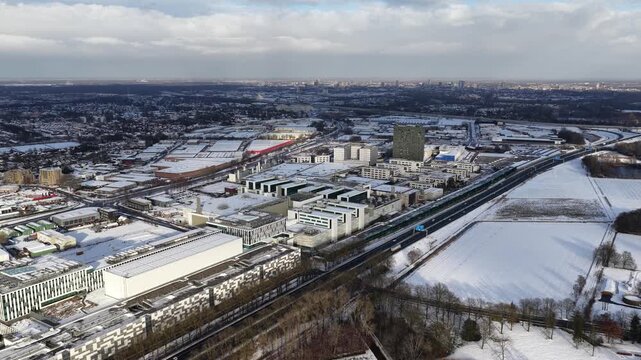 Winter Aerial View of High Tech Semiconductor Facilities