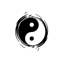 Stunning black and white yin yang symbol on circular background