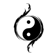 Stunning yin yang symbol with dynamic brush strokes on white