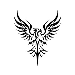 Tribal eagle tattoo design with sharp lines and bold wings