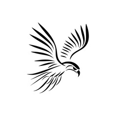 Eagle in dynamic flight with outstretched wings and sharp gaze