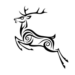 Stunning tribal deer illustration in modern black and white design