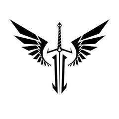 Stunning sword with wings symbolizing strength and freedom