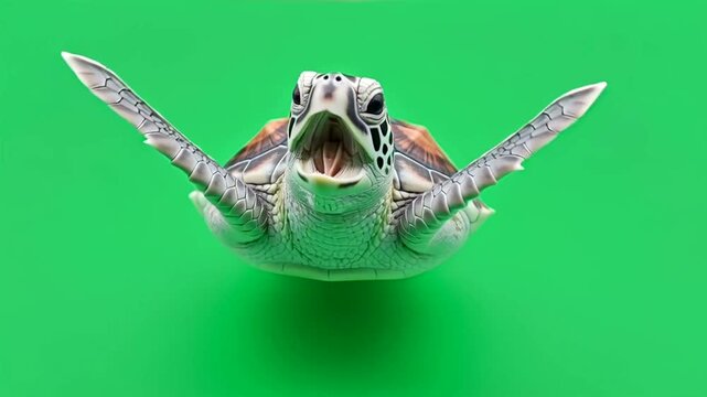 Turtle Model on Green Background.