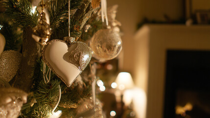 A beautifully decorated tree with glowing ornaments, evoking festive holiday spirit.
