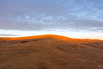 Aerial view of the Montana landscape at sunset in December near Showdown Ski area