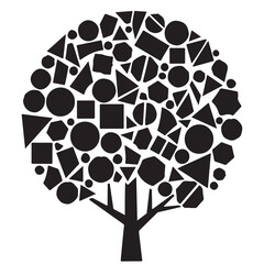 Abstract Tree Silhouette Composed of Diverse Geometric Shapes
