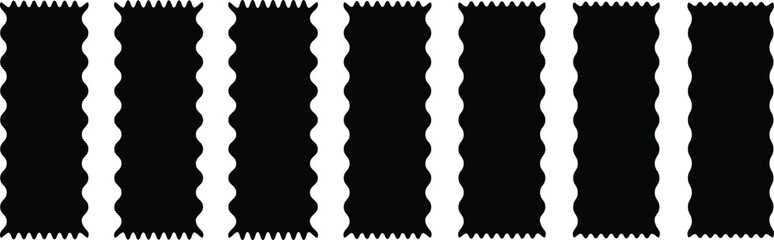 Set of with zigzag frames edge black color. Zig-zag circle collection. Sale and big set of black zig-zag circle sticker .