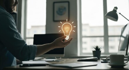 Person with glowing bulb