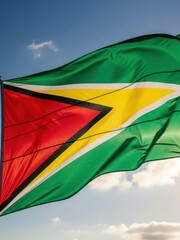 Guyana Flag Waving Against Clear Sky