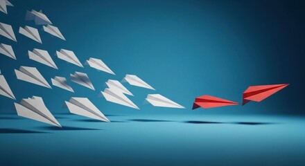 Red planes leading white ones