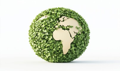 Earth globe covered with green foliage representing environmental conservation