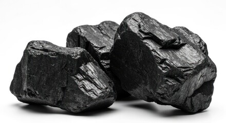 Shiny black chunks on white