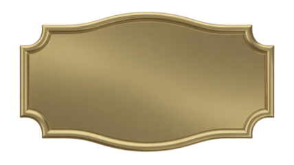 Blank ornate gold plaque or sign board isolated on transparent background