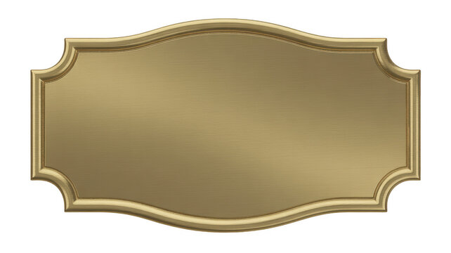 Blank ornate gold plaque or sign board isolated on transparent background