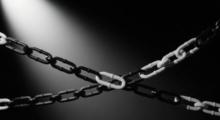 Two chains, crossed. Black and white contrast