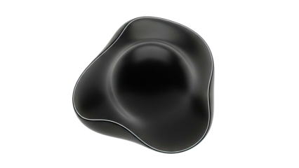 Abstract Black Organic Shape with White Outline
