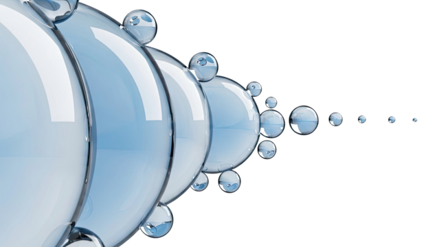 Abstract formation of transparent blue bubbles - Powered by Adobe