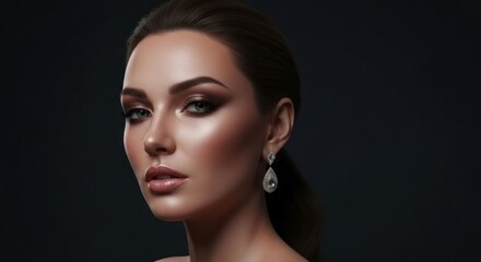 Woman with dramatic makeup and teardrop earrings