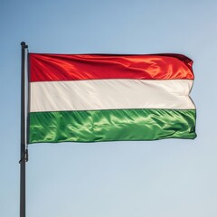 Hungary Flag Waving in Soft Daylight