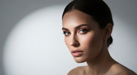 Woman's face, close-up, clean and defined lighting