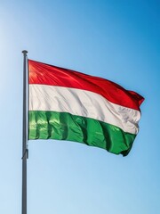 Hungary Flag Waving in Soft Daylight