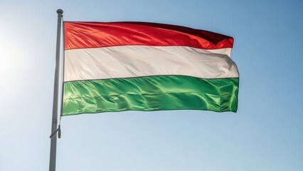 Hungary Flag Waving in Soft Daylight